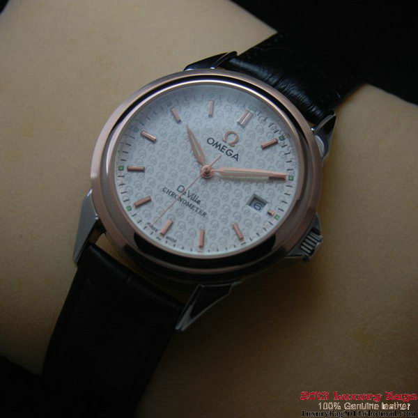 OMEGA DE VILLE Chronometer Red Gold on Black Leather Strap OM77314