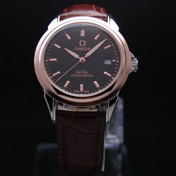 OMEGA DE VILLE Chronometer Red Gold on Brown Leather Strap OM77315