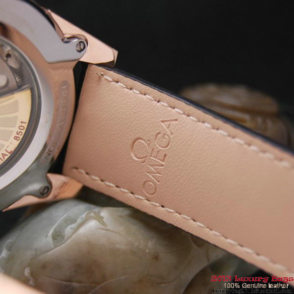 OMEGA DE VILLE Co-AXIAL CHRONOMETER Red Gold on Brown Leather Strap OM77021