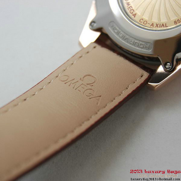 OMEGA DE VILLE Co-AXIAL CHRONOMETER Red Gold on Brown Leather Strap OM77023