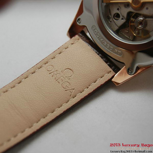 OMEGA DE VILLE Co-AXIAL CHRONOMETER Red Gold on Brown Leather Strap OM77025