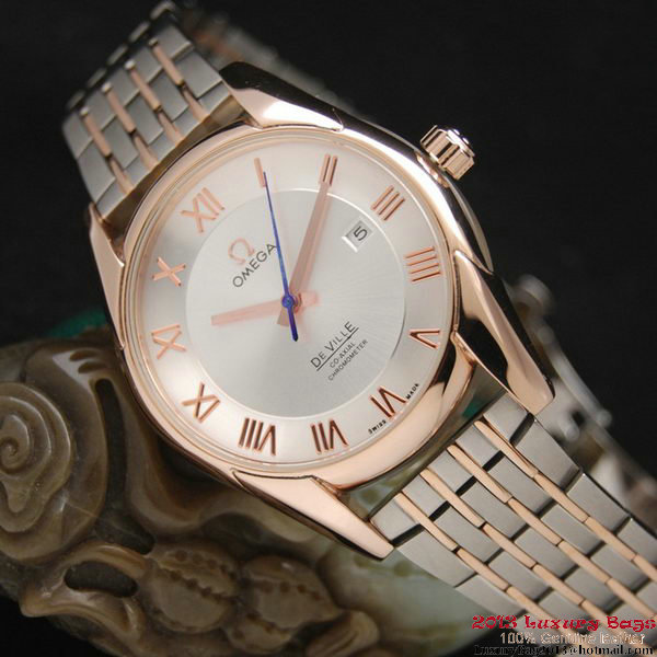 OMEGA DE VILLE Co-AXIAL CHRONOMETER Red Gold on Steel Strap OM77018