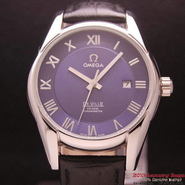 OMEGA DE VILLE Co-AXIAL CHRONOMETER Steel on Black Leather Strap OM77011