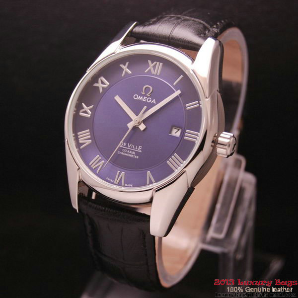 OMEGA DE VILLE Co-AXIAL CHRONOMETER Steel on Black Leather Strap OM77011