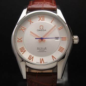 OMEGA DE VILLE Co-AXIAL CHRONOMETER Steel on Brown Leather Strap OM77001