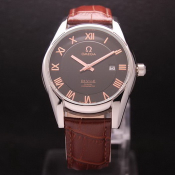 OMEGA DE VILLE Co-AXIAL CHRONOMETER Steel on Brown Leather Strap OM77005