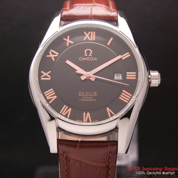 OMEGA DE VILLE Co-AXIAL CHRONOMETER Steel on Brown Leather Strap OM77005