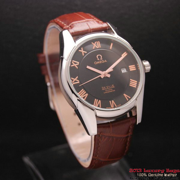 OMEGA DE VILLE Co-AXIAL CHRONOMETER Steel on Brown Leather Strap OM77005