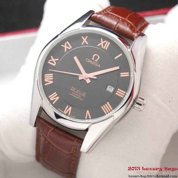 OMEGA DE VILLE Co-AXIAL CHRONOMETER Steel on Brown Leather Strap OM77005