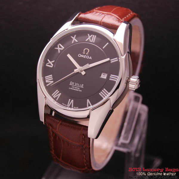 OMEGA DE VILLE Co-AXIAL CHRONOMETER Steel on Brown Leather Strap OM77007