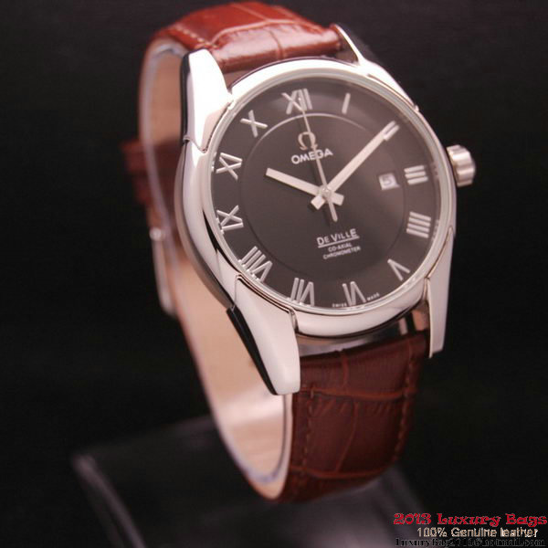 OMEGA DE VILLE Co-AXIAL CHRONOMETER Steel on Brown Leather Strap OM77007