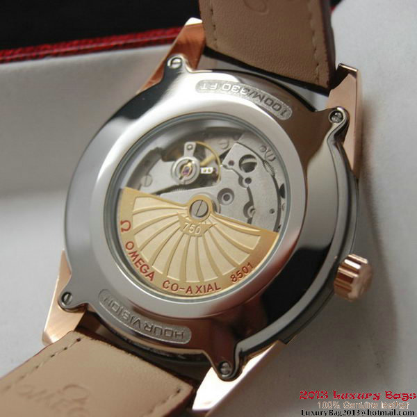 OMEGA DE VILLE HOUR VISION ANNUAL CALENDAR Red Gold on Brown Leather Strap OM77121