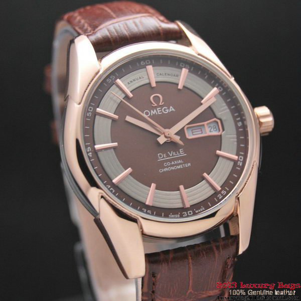 OMEGA DE VILLE HOUR VISION ANNUAL CALENDAR Red Gold on Brown Leather Strap OM77121