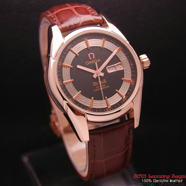 OMEGA DE VILLE HOUR VISION ANNUAL CALENDAR Red Gold on Brown Leather Strap OM77123