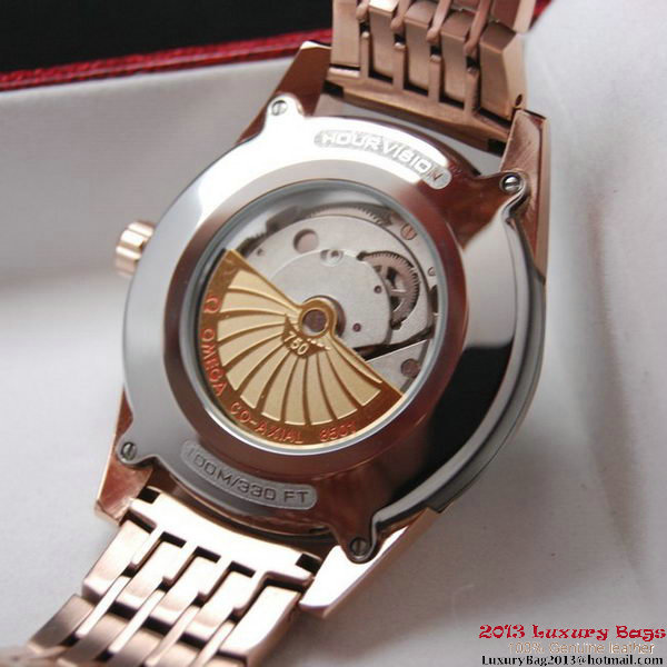 OMEGA DE VILLE HOUR VISION ANNUAL CALENDAR Red Gold on Red Gold Strap OM77129