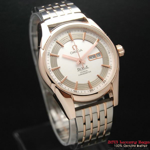 OMEGA DE VILLE HOUR VISION ANNUAL CALENDAR Red Gold on Steel Strap OM77125