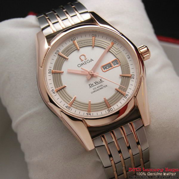 OMEGA DE VILLE HOUR VISION ANNUAL CALENDAR Red Gold on Steel Strap OM77125