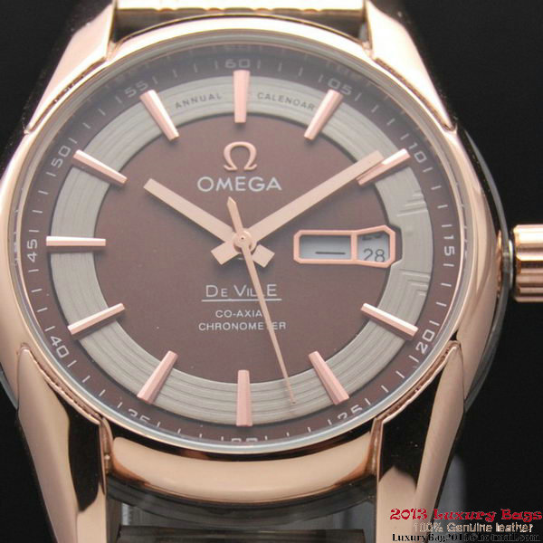 OMEGA DE VILLE HOUR VISION ANNUAL CALENDAR Red Gold on Steel Strap OM77126