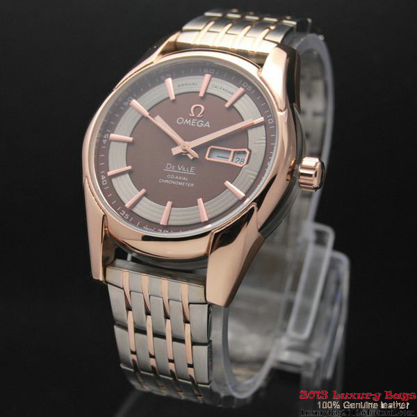 OMEGA DE VILLE HOUR VISION ANNUAL CALENDAR Red Gold on Steel Strap OM77126