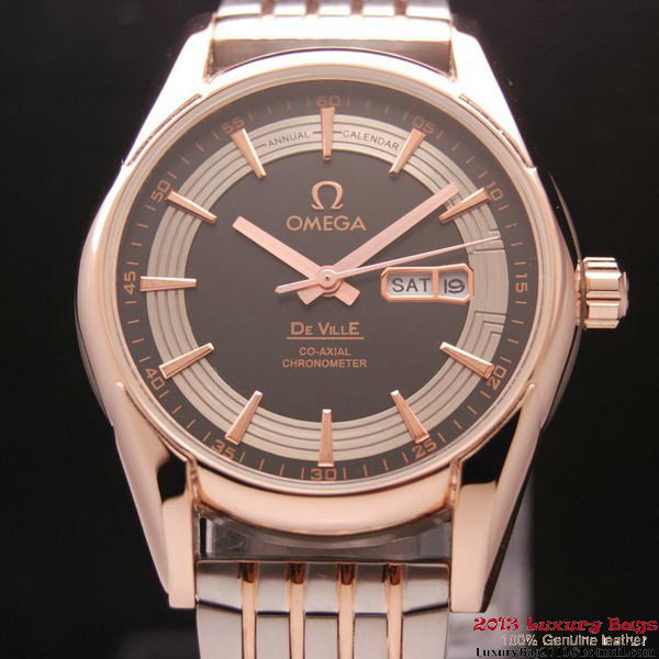 OMEGA DE VILLE HOUR VISION ANNUAL CALENDAR Red Gold on Steel Strap OM77127