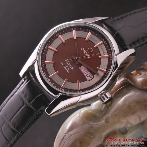 OMEGA DE VILLE HOUR VISION ANNUAL CALENDAR Steel on Black Leather Strap OM77104