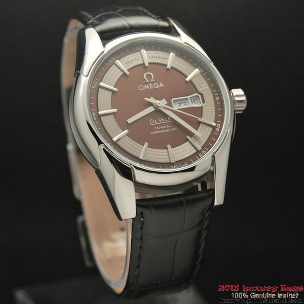 OMEGA DE VILLE HOUR VISION ANNUAL CALENDAR Steel on Black Leather Strap OM77110