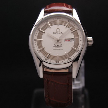 OMEGA DE VILLE HOUR VISION ANNUAL CALENDAR Steel on Brown Leather Strap OM77107