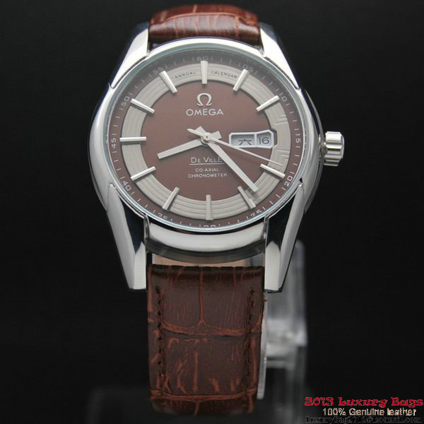 OMEGA DE VILLE HOUR VISION ANNUAL CALENDAR Steel on Brown Leather Strap OM77109