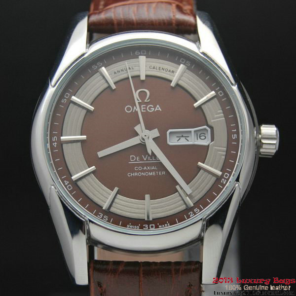 OMEGA DE VILLE HOUR VISION ANNUAL CALENDAR Steel on Brown Leather Strap OM77109