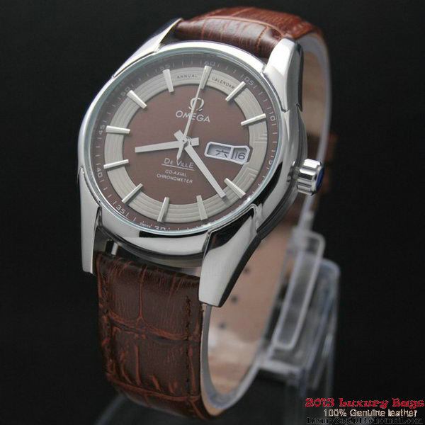 OMEGA DE VILLE HOUR VISION ANNUAL CALENDAR Steel on Brown Leather Strap OM77109