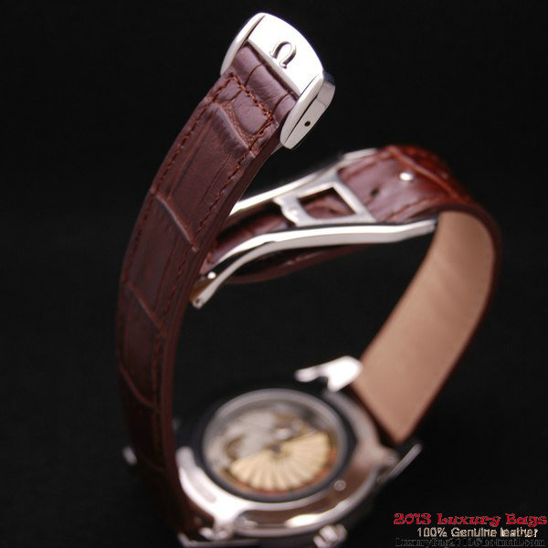 OMEGA DE VILLE HOUR VISION ANNUAL CALENDAR Steel on Brown Leather Strap OM77111