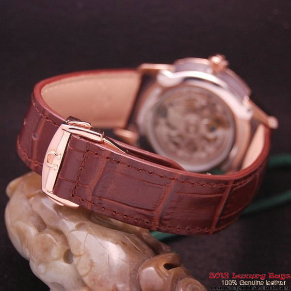 OMEGA DE VILLE Tourbillon Watches Red Gold on Brown Leather Strap Om7013