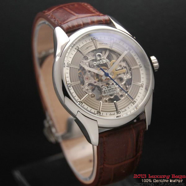 OMEGA DE VILLE Tourbillon Watches Steel on Brown Leather Strap Om7003