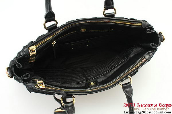 Prada Gaufre Fabric Top Handle Bag BN1788 Black