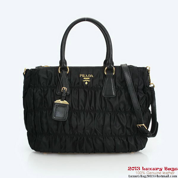 Prada Gaufre Fabric Top Handle Bag BN1788 Black