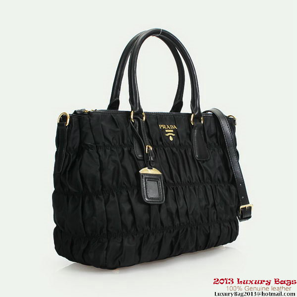 Prada Gaufre Fabric Top Handle Bag BN1788 Black