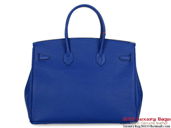 Hermes Birkin 35CM RoyalBlue Clemence Leather Tote Bag Gold