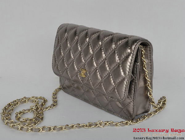 Chanel A33814 Silver Sheepskin Leather Flap Bag Gold