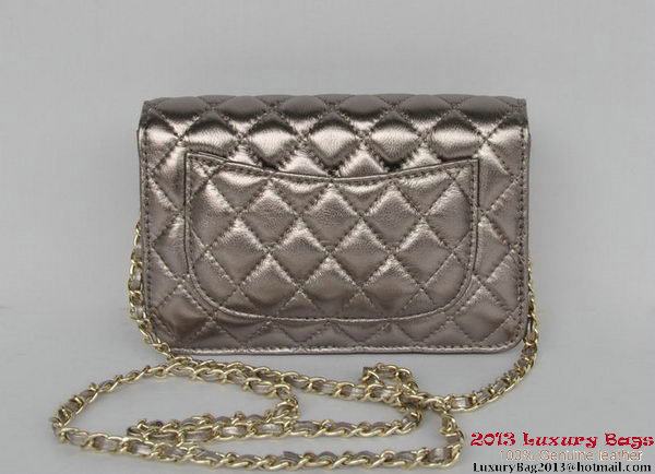 Chanel A33814 Silver Sheepskin Leather Flap Bag Gold