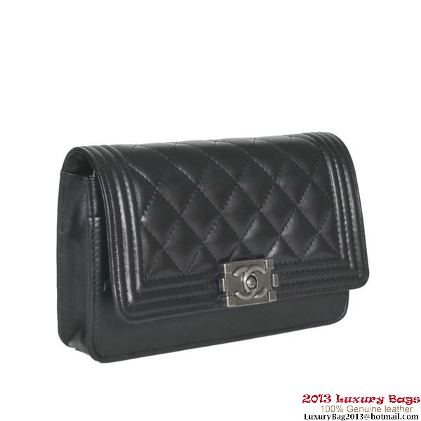 Boy Chanel mini Flap Shoulder Bag Sheepskin Leather Black