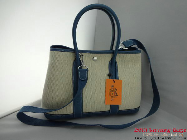 Hermes Garden Party 30CM Bag Fabric Blue