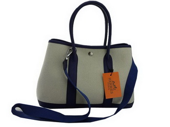 Hermes Garden Party 30CM Bag Fabric Dark Blue