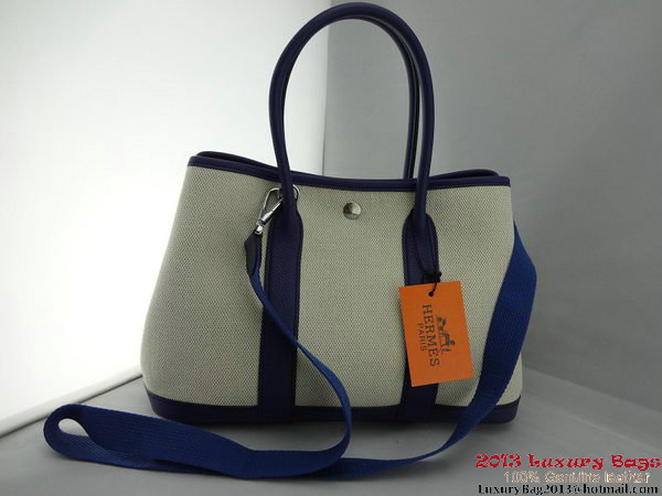 Hermes Garden Party 30CM Bag Fabric Dark Blue