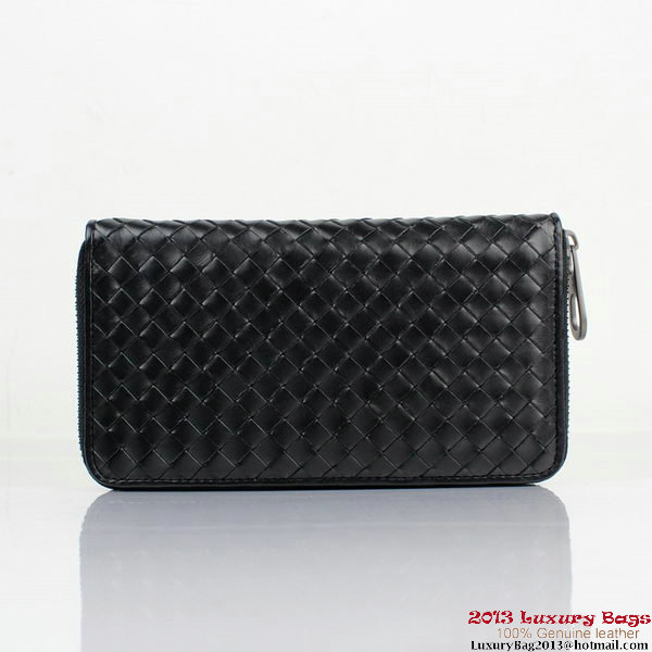 Bottega Veneta BV5012 Intrecciato Nappa Zip Around Wallet Black