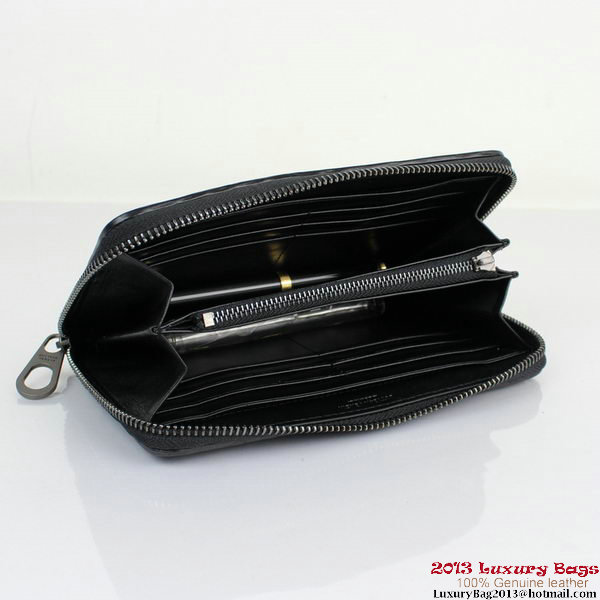 Bottega Veneta BV5012 Intrecciato Nappa Zip Around Wallet Black