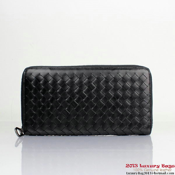 Bottega Veneta BV5017 Intrecciato Nappa Zip Around Wallet Black