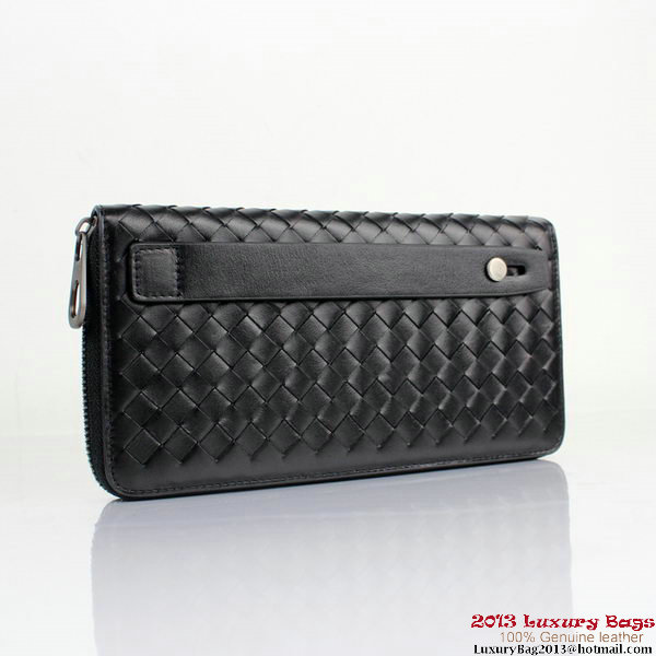 Bottega Veneta BV5017 Intrecciato Nappa Zip Around Wallet Black