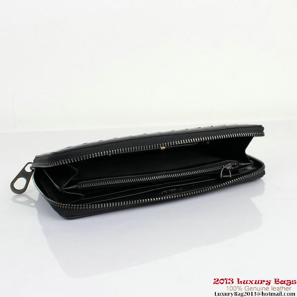 Bottega Veneta BV5017 Intrecciato Nappa Zip Around Wallet Black