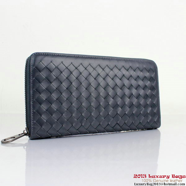 Bottega Veneta BV5017 Intrecciato Nappa Zip Around Wallet RoyalBlue