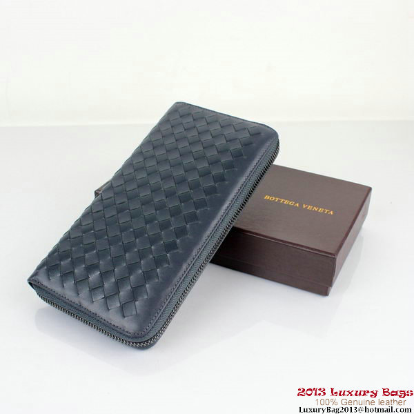 Bottega Veneta BV5017 Intrecciato Nappa Zip Around Wallet RoyalBlue